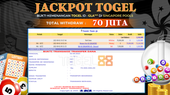 Bukti jackpot Togel88 #358